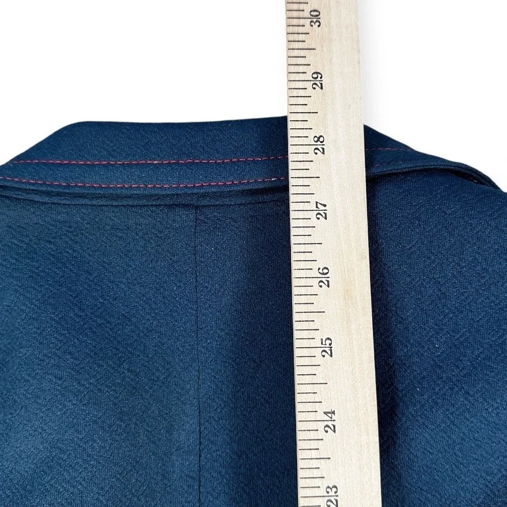Vintage Tony Kent Mens Navy Blue Blazer‎ Red Contrast Stitch Textured Jacket